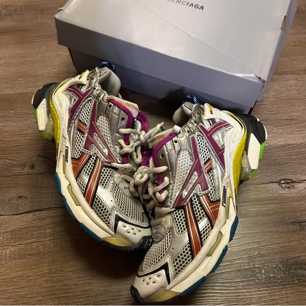 Balenciaga Gray and Purple Sneakers